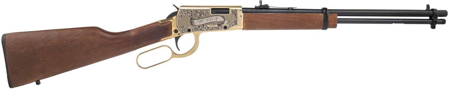 ROSSI RIO BRAVO 22LR 18IN BARREL 15RD LEVER ACTION HARDWOOD STOCK ENGRAVED PVD GOLD BUFFALO BILL RL22181WD-GBB