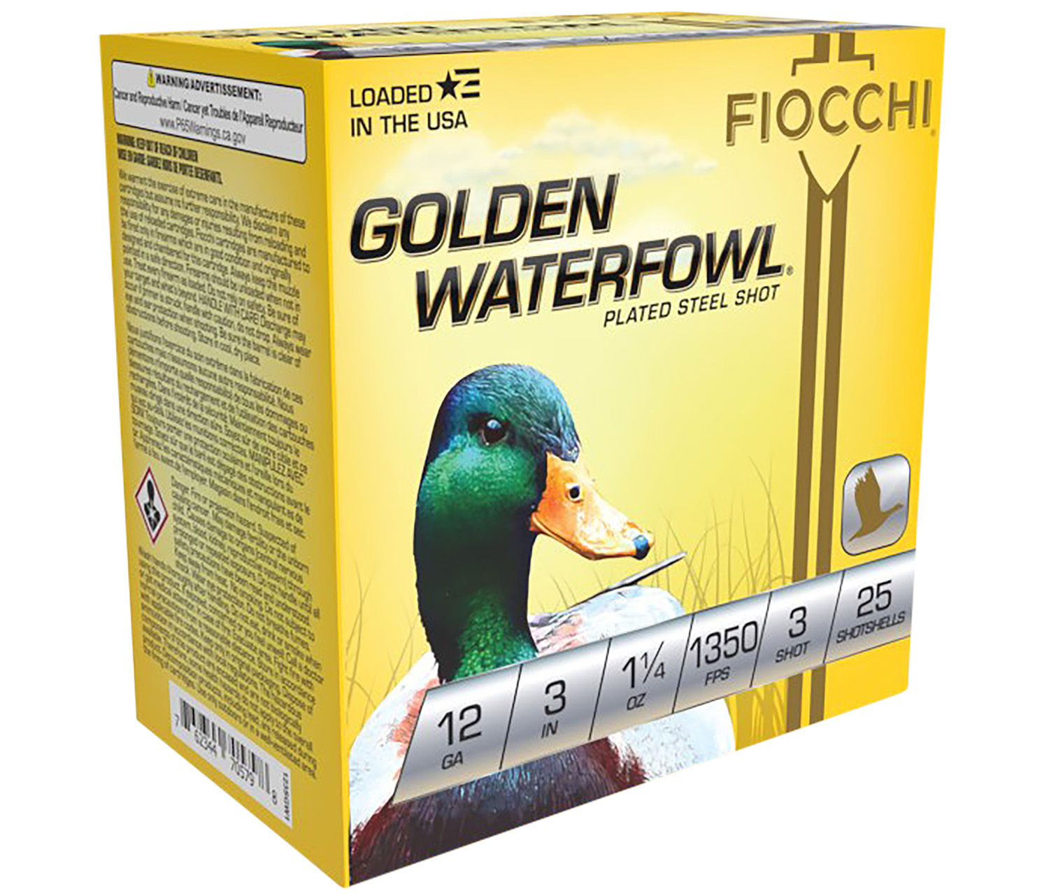 Fiocchi 123SGW3 Golden Waterfowl 12Gauge 3" 1 1/4oz 3Shot 25 Per Box/10 Case