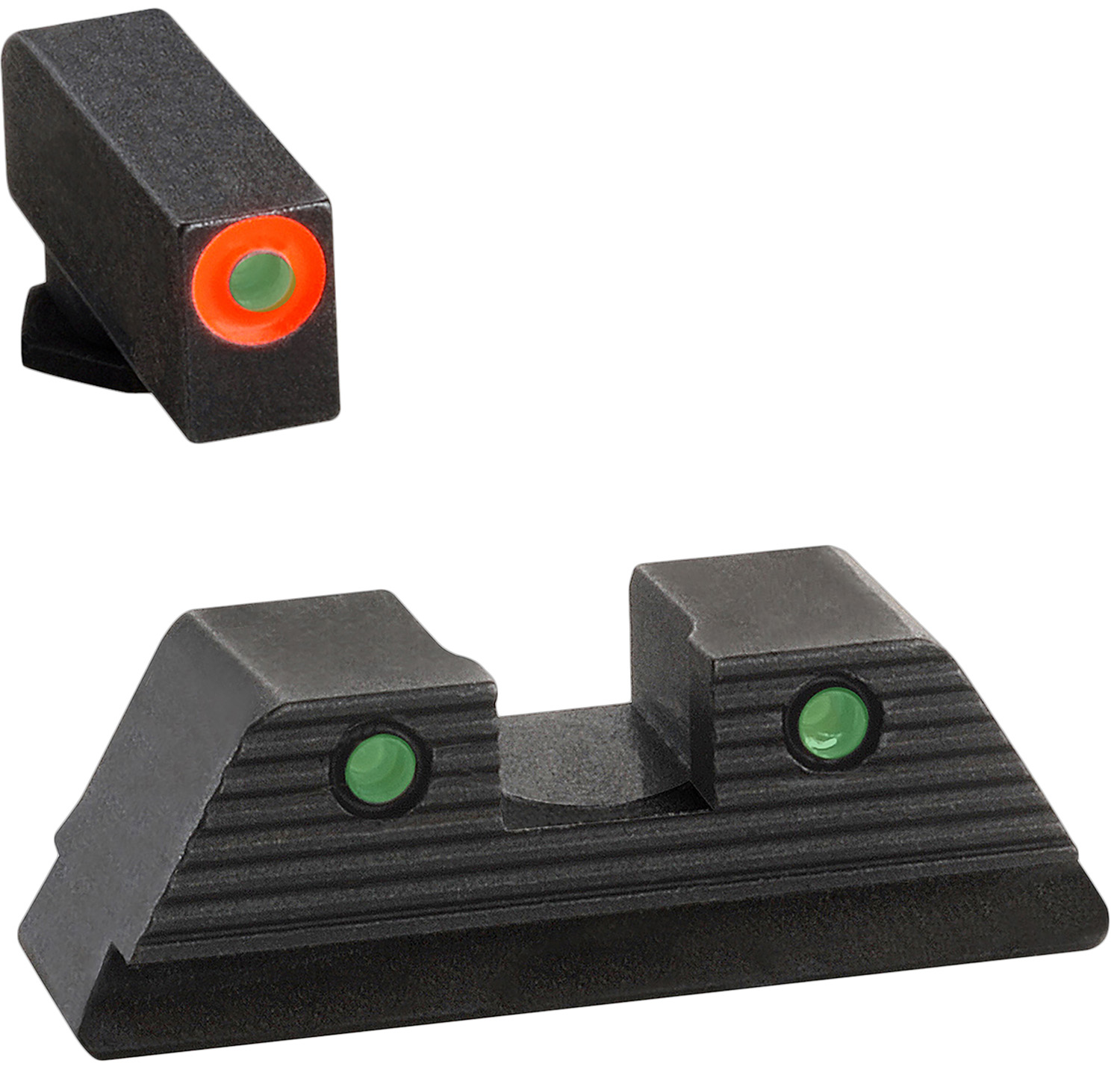 AmeriGlo GL816 Trooper Sight Set for Glock Green Tritium Orange Outline Front Sight-Green Tritium Black Outline Rear Sight