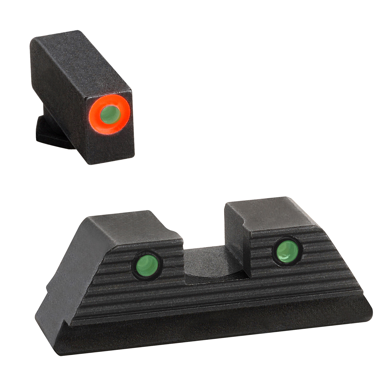 AmeriGlo GL817 Trooper Sight Set for Glock Green Tritium Orange Outline Front Sight-Green Tritium Black Outline Rear Sight