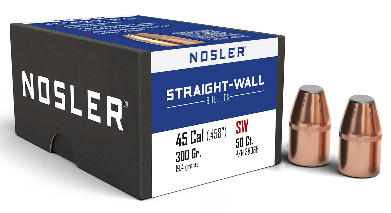 Nosler 38068 Straight Wall 458Cal 300gr Power Point 50CT