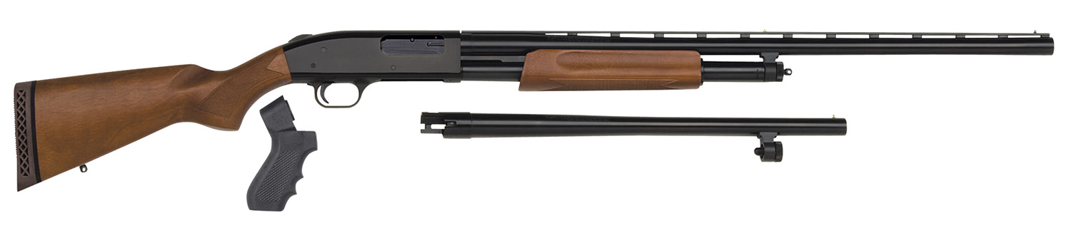 Mossberg 54169 500 Combo 12 Gauge 5+1 3" Blued 28" Vent Rib/18.5" Security Barrels, Blued Steel Receiver, Dual Extractors, Fixed Wood w/Black Pistol Grip Stock, Includes Cylinder Bore Accu-Set Choke