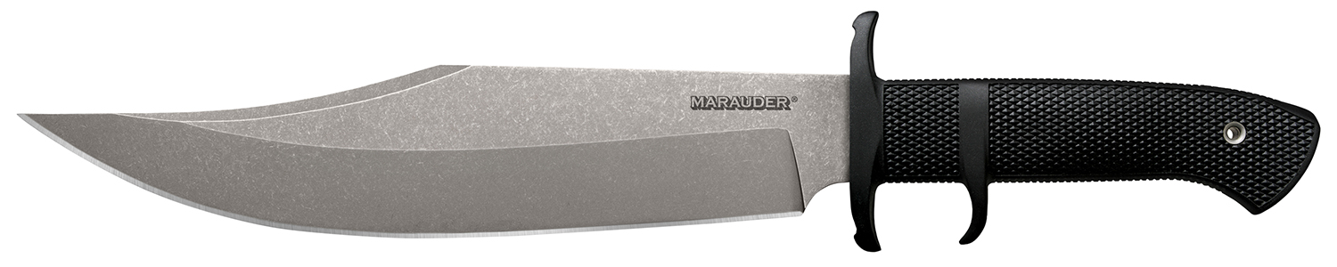 Cold Steel CS39LSWBA Marauder 9" Fixed Bowie Plain Stone Washed AUS-8A SS Blade/Black Kray-Ex Handle Includes Sheath