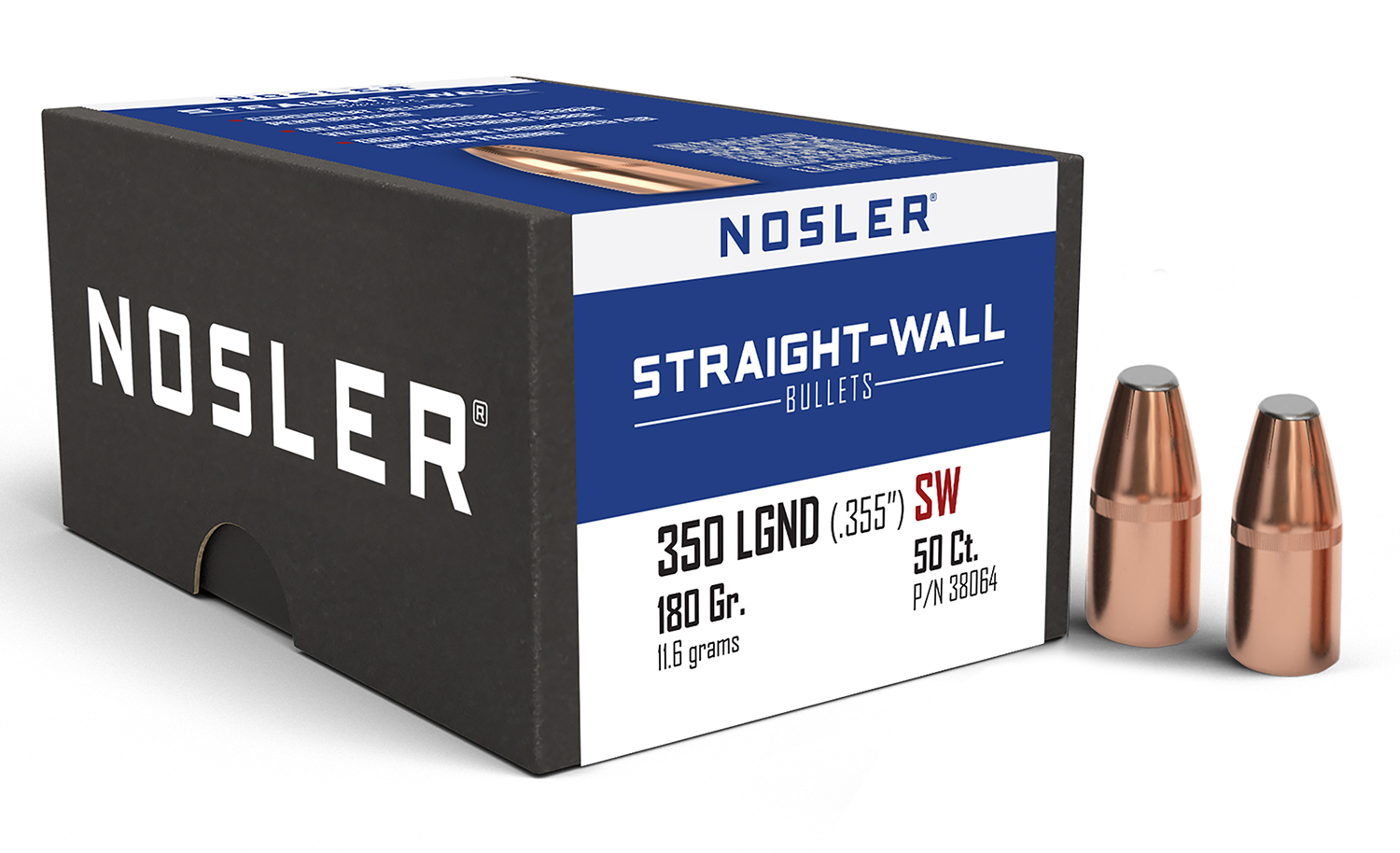 Nosler 38064 Straight Wall 350Legend 180gr Power Point 50CT