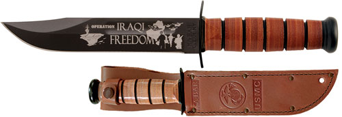 KA-BAR USMC OPERATION IRAQI - FREEDOM 7" W/LEATHER SHTH USMC - Image 2