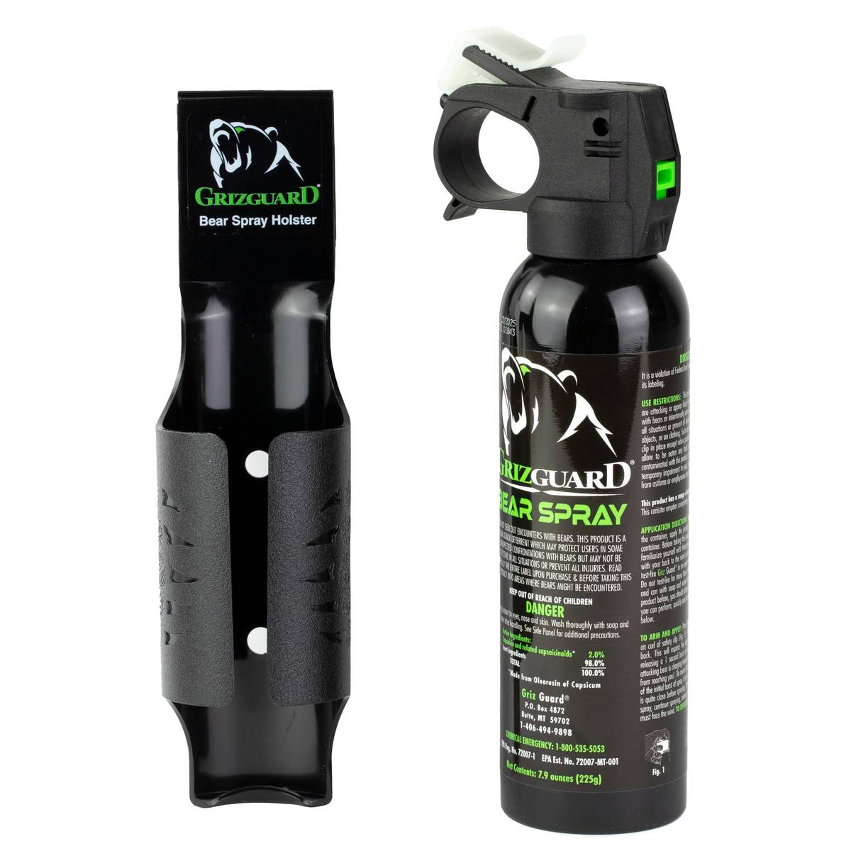 Griz Guard Bear Spray with Holster 7.9 oz Shrink Wrap Retail Packaging