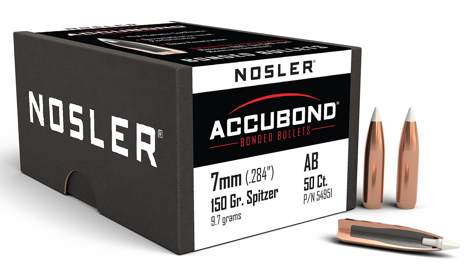 Nosler 54951 AccuBond 7mm 150gr Spitzer Point 50/Box