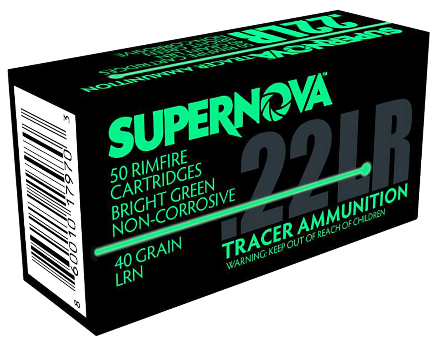 Supernova PMSN22LRG Green Tracer Non-Corrosive 22LR 40gr Lead Round Nose 50 Per Box/100 Case
