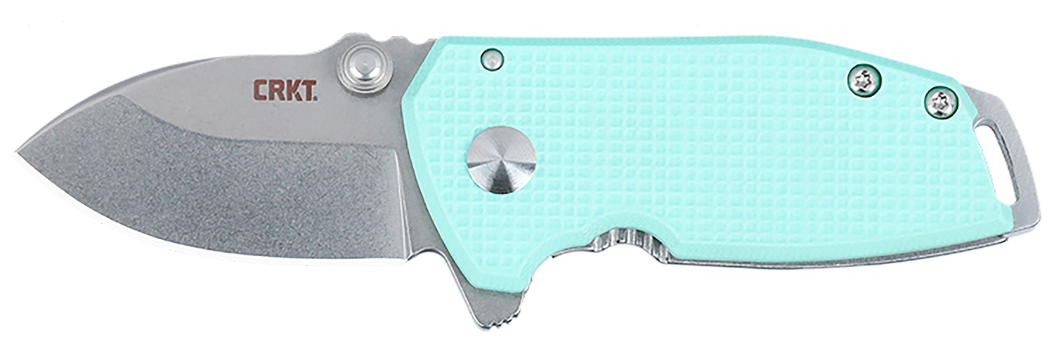 CRKT 2485B SQUID Compact 1.75" Folding Drop Point Plain Stonewashed D2 Steel Blade, Blue G10/SS Handle