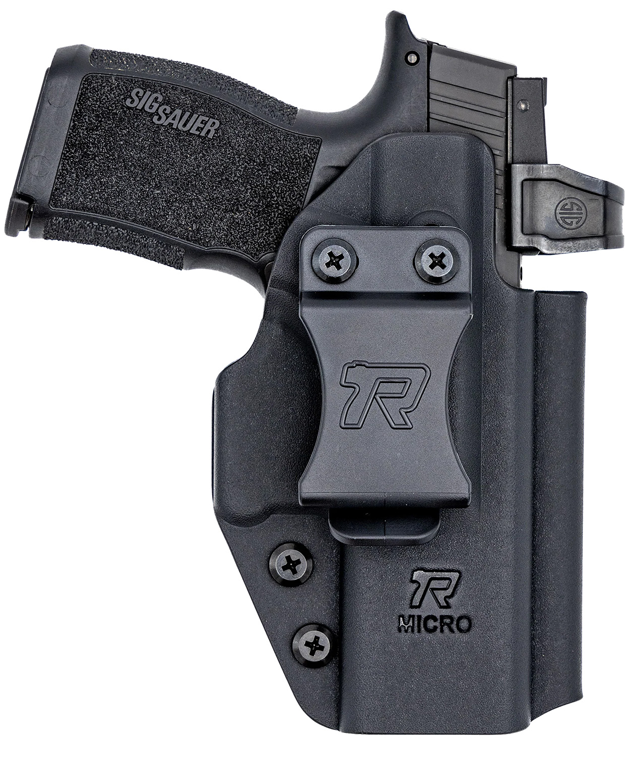 Rounded Gear RGUNVRSLCMPCTBLK Universal Kydex IWB Black Kydex Belt Clip Fits Compact Sized Handguns Right Hand