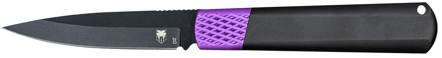 CobraTec Knives CTWOLVERINEBLK Gideon 3" Folding Plain Black Stonewashed D2 Steel Blade, 4.25" Black/Purple Aluminum Handle