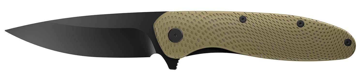 Outdoor Edge VD1C Viddux 3.15" Folding Drop Point Plain Black Oxide 4Cr14MoV Blade Green Glass-Filled Nylon Handle