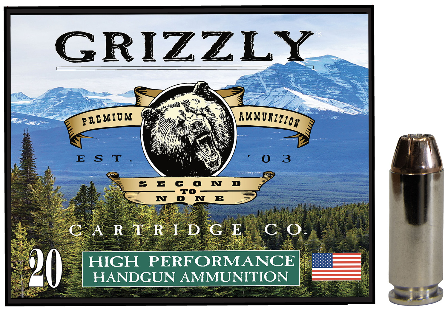 Grizzly Ammo GC10M4 10mmAuto 180gr Jacketed Hollow Point 20 Per Box/10 Case