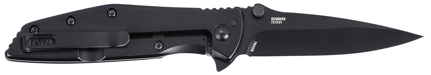 CRKT 7600K SLAG EDC 2.95" Folding Plain Black Oxide D2 Steel Blade, Black Stainless Steel Handle
