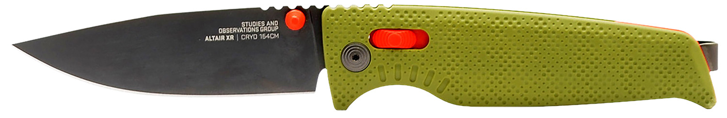 S.O.G SOG12790357 Altair XR 3.20" Folding Plain Bead Blasted Cryo CPM 154 SS Blade/ Field Green w/Stone Blue Accents GRN Handle