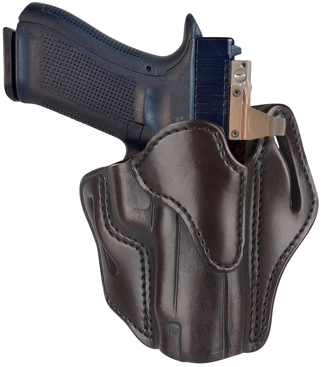 1791 Gunleather ORBH23SBRR BH2.3 Optic Ready OWB Size 2.3 Signature Brown Leather Belt Slide Compatible w/Glock 17/20/21/22/31/34/35/40/41/S&W M&P Shield Right Hand