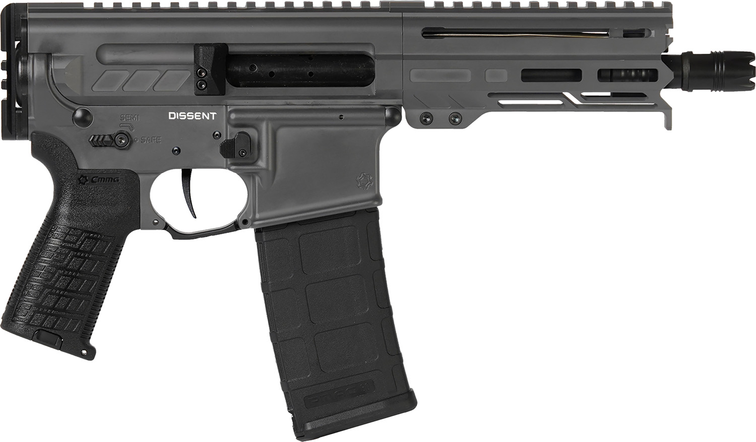 CMMG 30A0E33TNG Dissent MK4 300 Blackout 30+1 6.50", Tungsten Gray Cerakote Rec, OEM Grip, Picatinny Buffer Adapter, Zeroed Drop-In Single Stage Trigger
