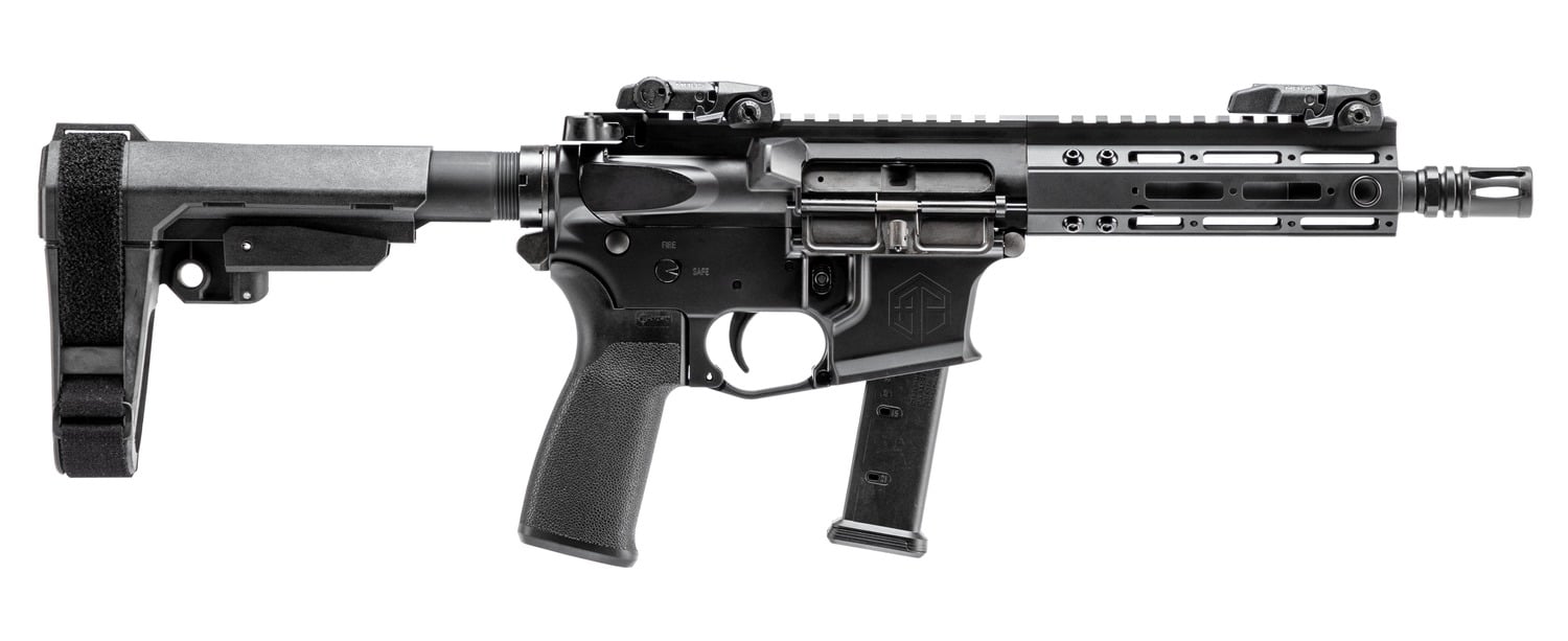 Alpha Foxtrot AA08X1HXX-XABK20 AFMG9 9mm Luger 20+1 7.50" Black QPQ Threaded Barrel, M-LOK Handguard, Black Anodized Aluminum Receiver w/Picatinny Rail, Black Polymer SB Tactical Brace, MFT Grip