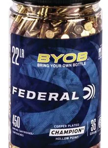 Federal 750BTL450 Champion Training BYOB 22 LR 36 gr Copper Plated Hollow Point 450 Per Box/ 8 Case