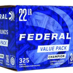Federal 725 Champion Training Value Pack 22 LR 36 gr Copper Plated Hollow Point 325 Per Box/ 10 Case
