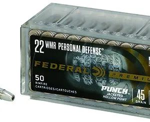 Federal PD22WMR1 Premium Personal Defense Punch 22 WMR 45 gr Jacket Hollow Point 50 Per Box/ 60 Case