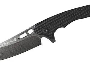 Remington Accessories 15666 EDC Folding Caper Stonewashed D2 Steel Blade Black G10 Handle Includes Pocket Clip
