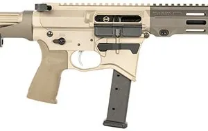Maxim Defense MXM48173 CPS MD9 9mm Luger Caliber with 5.50" Barrel, Arid Brown Anodized Metal Finish, Black Maxim CQB Brace & Polymer Grip Right Hand