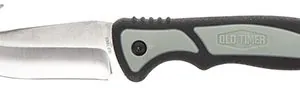 Old Timer 1137138 Trail Boss  3.70" Fixed Gut Hook Plain Stainless Steel Blade, TPE Handle Includes Sheath