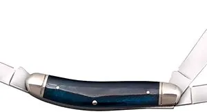 Cold Steel CSFLGSTKMB Gentleman's Stockman 2"/2.10"/2.50" Folding Clip/Sheepsfoot/Spey Plain 8Cr13MoV SS Blade/Dark Blue w/Polished Bolsters Bone Handle